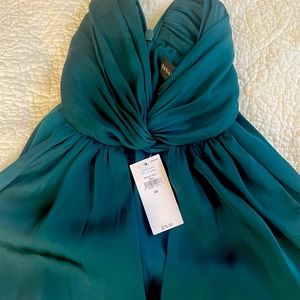 Banana Republic satin twist neck tank top emerald green